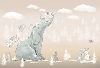 Фреска детская Ortograf Для самых маленьких 33726 Фактура флок FLK Флизелин (4*2,7) Бежевый, Животные — фото 2, Фрески