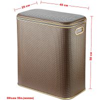 Корзина для белья Geralis RBG-M Ромб Бежевая темная, кант Золото, малая — фото 6, Корзины для белья