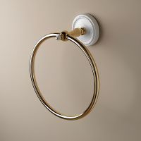 Кольцо для полотенец Devon&Devon Dorothy DOR407OT Светлое золото Белый — фото 2, Полотенцедержатели