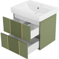 Товар: Тумба с раковиной Brevita Vega 60 УТ000022674 подвесная Зеленая матовая Золото - фото 4 Тумба с раковиной Brevita Vega 60 УТ000022674 подвесная Зеленая матовая Золото — фото 4, Мебель для ванной