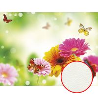 Фреска Ortograf Цветы 3326 Фактура флок FLK Флизелин (3,6*2,7) Зеленый/Разноцветный, Цветы/Бабочки — фото 1, Фрески