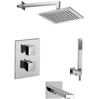 Душевая система Paffoni Level KITLEQ519CR120 с термостатом Хром — фото 1, Встраиваемые душевые комплекты