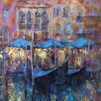 Фреска Ortograf Венеция 8064 Фактура бархат FX Флизелин (2,7*2,7) Синий/Розовый, Город/Живопись — фото 2, Фрески