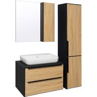 Шкаф пенал Runo Мальта 35 R 00-00001095 подвесной Дуб Черный — фото 3, Пеналы для ванной комнаты