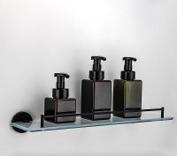 Стеклянная полка Frap F302 F30207 Черная матовая — фото 7, Полки для ванной и душа