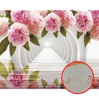 Фреска Ortograf 3D 33205 Фактура бархат золото FX-G Флизелин (3,4*2,7) Белый/Розовый, Цветы/Абстракция — фото 1, Фрески