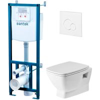 Комплект унитаза с инсталляцией Santek Нео 1WH501758 с сиденьем Микролифт и Белой клавишей смыва — фото 1, Комплекты унитаз + инсталляция