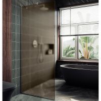 Душевая перегородка Maybah Glass MGD-697-5у 790x1950 в узком профиле Хром матовый стекло бронзовое матовое — фото 1, Душевые перегородки