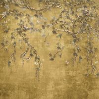 Фреска Ortograf Silver&Gold 32802 Фактура флок FLK Флизелин (2,7*2,7) Золото/Зеленый, Листья арт-32802 (флок FLK) — фото 2, Фрески