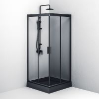 Душевой уголок AM.PM Gem 90х90 W90G-403-090BT профиль Черный матовый стекло прозрачное — фото 9, Квадратные душевые уголки