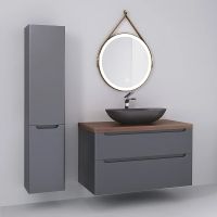 Тумба под раковину Jorno Wood 100 wood.01.100/P/GR подвесная Серая — фото 9, Тумбы под раковину