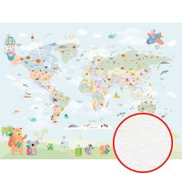 Фреска детская Ortograf Little Friends 34383 Фактура бархат FX Флизелин (4*3) Голубой/Зеленый, Карты/Животные — фото 1, Фрески