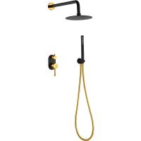 Душевая система Boheme Uno 464-BG Черная матовая Золото — фото 1, Душевое оборудование. Душевая программа