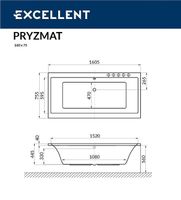 Акриловая ванна Excellent Pryzmat Slim 160x75 WAEX.PRY16S.LINE.BR с гидромассажем — фото 7, Ванны