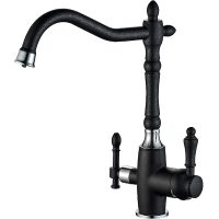 Смеситель для кухни ZorG Steel Hammer SH 812 BLACK CR Черный матовый Хром — фото 1, Смесители