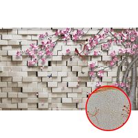 Товар: Фреска Ortograf 3D 33125 Фактура бархат золото FX-G Флизелин (4,5*2,7) Белый/Розовый, Кирпич/Деревья/Цветы арт-33125 (бархат золото FX-G) - фото 1 Фреска Ortograf 3D 33125 Фактура бархат золото FX-G Флизелин (4,5*2,7) Белый/Розовый, Кирпич/Деревья/Цветы арт-33125 (бархат золото FX-G) — фото 1, Фрески