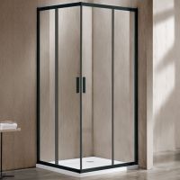 Душевой уголок Vincea Garda VSS-1G900CLB 90x90 профиль Черный стекло прозрачное — фото 1, Квадратные душевые уголки