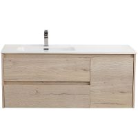 Тумба под раковину BelBagno Kraft 100 L KRAFT-1000-2C-1A-SO-RGB-L подвесная Rovere Galifax Bianco — фото 1, Тумбы под раковину