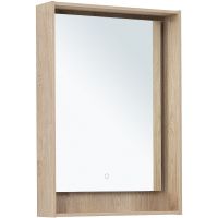 Зеркало Aquanet Милан 60 336403 с подсветкой Дуб светлый с сенсорным выключателем — фото 1, Зеркала в ванную комнату