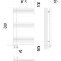 Водяной полотенцесушитель Terminus Астра П15 70х800 4670078530486 Хром, нижнее подключение, G 1/2" ВР, с комплектом вентилей — фото 5, Водяные полотенцесушители