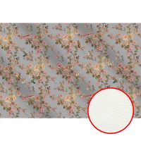 Фреска Ortograf Silver&Gold 32819 Фактура флок FLK Флизелин (4*2,7) Серый/Разноцветный, Цветы/Птицы — фото 1, Фрески