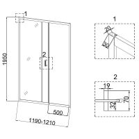 Душевая дверь Niagara Nova 120 NG-42-12AG профиль Холодное золото стекло прозрачное — фото 8, Душевые двери в нишу