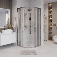 Душевой уголок Grossman Cosmo 80х80 301.K33.02.8080.10.00 профиль Хром стекло прозрачное — фото 2, Душевые уголки четверть круга