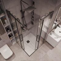 Душевой уголок Grossman Cosmo 90х90 300.K33.02.9090.42.00 профиль Графит сатин стекло прозрачное — фото 4, Квадратные душевые уголки