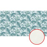 Фреска Ortograf Oasis 32745 Фактура флок FLK Флизелин (5*2,7) Белый/Бирюзовый, Листья — фото 1, Фрески
