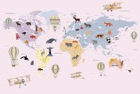 Фреска детская Ortograf Для самых маленьких 33732 Фактура бархат FX Флизелин (4*2,7) Розовый/Разноцветный, Карты — фото 2, Фрески