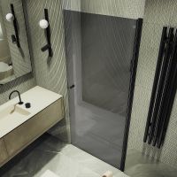 Душевая дверь Maybah Glass MGD-800-6 600x1980 на монопетле Черный стекло графитовое — фото 3, Душевые двери в нишу