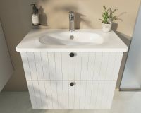 Тумба с раковиной Vitra Root Groove 80 69436 подвесная Белая матовая — фото 2, Тумбы с раковиной