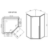 Душевой уголок Vincea Penta 100x100 VSP-3P100CLGM профиль Вороненая сталь стекло прозрачное — фото 3, Душевые уголки