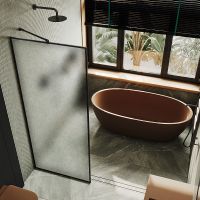 Душевая перегородка Maybah Glass MGD-845-6 1190x1950 полностью в профиле Черный стекло сатиновое — фото 1, Душевые перегородки