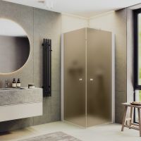 Душевой уголок Maybah Glass MGY-1301-1 900x900x1980 на монопетлях Белый стекло бронзовое матовое — фото 1, Душевые уголки