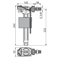 Наливная арматура Alcaplast A150-3/8 с боковой подводкой — фото 2, Прочие комплектующие для слива и канализации