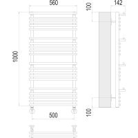 Водяной полотенцесушитель Terminus Вента Люкс П18 500х1000 4670078529527 Хром, нижнее подключение, G 1/2" ВР, с угловым соединением — фото 4, Водяные полотенцесушители