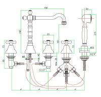 Смеситель на борт ванны Webert Armony AM730402065 Бронза — фото 3, Смесители