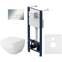 Комплект унитаза с инсталляцией AM.PM Inspire V2.0 FlashClean IS47051.50A1700 с сиденьем Микролифт и клавишей смыва Хром — фото 1, Комплекты унитаз + инсталляция