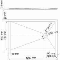 Душевой поддон из искусственного камня WasserKRAFT Dill 120x80 61T06 Черный матовый — фото 3, Душевые поддоны
