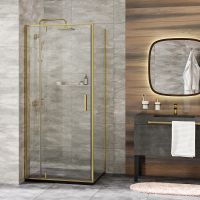 Товар: Душевая стенка WasserKRAFT Aisch 90 55P03-RP90 профиль Золото матовое стекло прозрачное - фото 8 Душевая стенка WasserKRAFT Aisch 90 55P03-RP90 профиль Золото матовое стекло прозрачное — фото 8, Боковые стенки