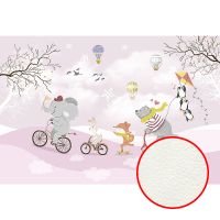 Фреска детская Ortograf Для самых маленьких 33682 Фактура флок FLK Флизелин (4*2,7) Розовый/Разноцветный, Животные — фото 1, Фрески