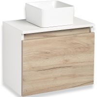 Тумба под раковину Runo Бари 50 00-00001373 подвесная Крафт дуб Белая — фото 2, Тумбы под раковину