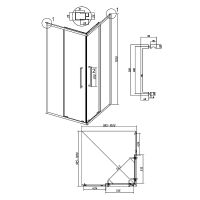 Душевой уголок Grossman Cosmo 100х100 300.K33.02.1010.42.00 профиль Графит сатин стекло прозрачное — фото 9, Квадратные душевые уголки