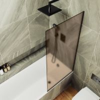 Товар: Шторка на ванну Maybah Glass MGV-74-6у 600x1400 в узком профиле Черный стекло бронзовое матовое - фото 3 Шторка на ванну Maybah Glass MGV-74-6у 600x1400 в узком профиле Черный стекло бронзовое матовое — фото 3, Неподвижные шторки для ванной