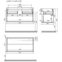 Тумба под раковину Sancos Marmi 1.0 100 MR1.0100EG подвесная Дуб галифакс натуральный — фото 16, Тумбы под раковину