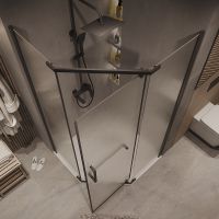 Душевой уголок Grossman Pragma 100х100 302.K33.03.1010.21.02 профиль Черный матовый стекло шиншилла — фото 6, Душевые уголки