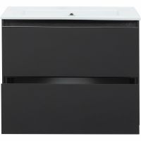 Тумба под раковину Aquanet Милан 85 316703 подвесная Черный глянец — фото 6, Мебель для ванной