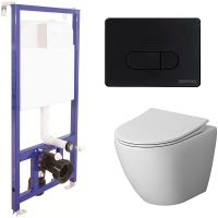 Комплект унитаза Niagara Vista NG-9301 с инсталляцией Berges Novum D5 040235 с сиденьем Микролифт и Черной матовой клавишей смыва — фото 1, Комплекты унитаз + инсталляция