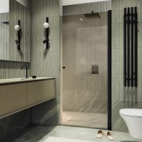 Душевая дверь Maybah Glass MGD-798-6 600x1980 на монопетле Черный стекло бронзовое — фото 1, Душевые двери в нишу